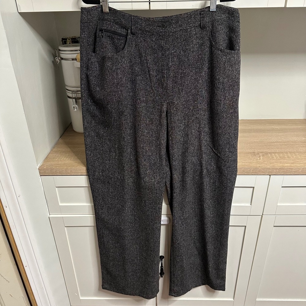 Chico's Sz 3 Womens Trousers Wide Leg Career Dress Pants Neutral Capsule Pockets